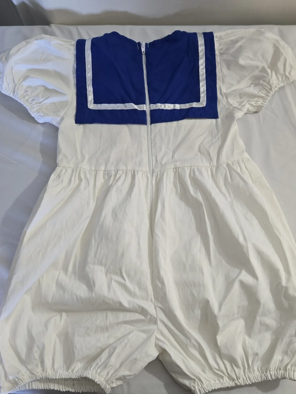 White Sailor Romper Costume with Blue Collar and Red Ties - Kids